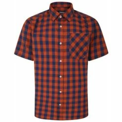 Bigdude Gingham Short Sleeve Shirt Orange