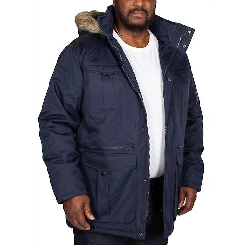 Bigdude Full Zip Parka Coat Navy - Image 5