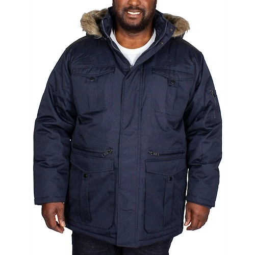 Bigdude Full Zip Parka Coat Navy - Image 2