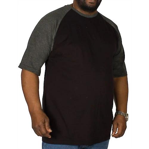 Bigdude Contrast Raglan Sleeve T-Shirt Black/Charcoal