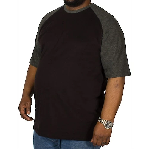 Bigdude Contrast Raglan Sleeve T-Shirt Black/Charcoal - Image 2