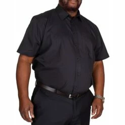 Bigdude Classic Short Sleeve Poplin Shirt Black