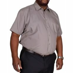 Bigdude Classic Short Sleeve Poplin Shirt Charcoal