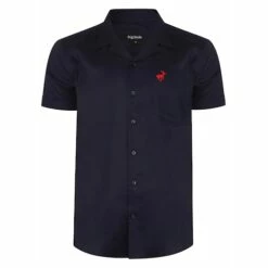Bigdude Relaxed Collar Short Sleeve Shirt Navy