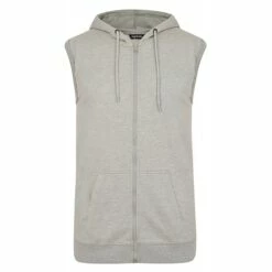 Bigdude Loop Back Sleeveless Hoody Grey Marl