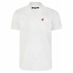 Bigdude Relaxed Collar Short Sleeve Shirt White